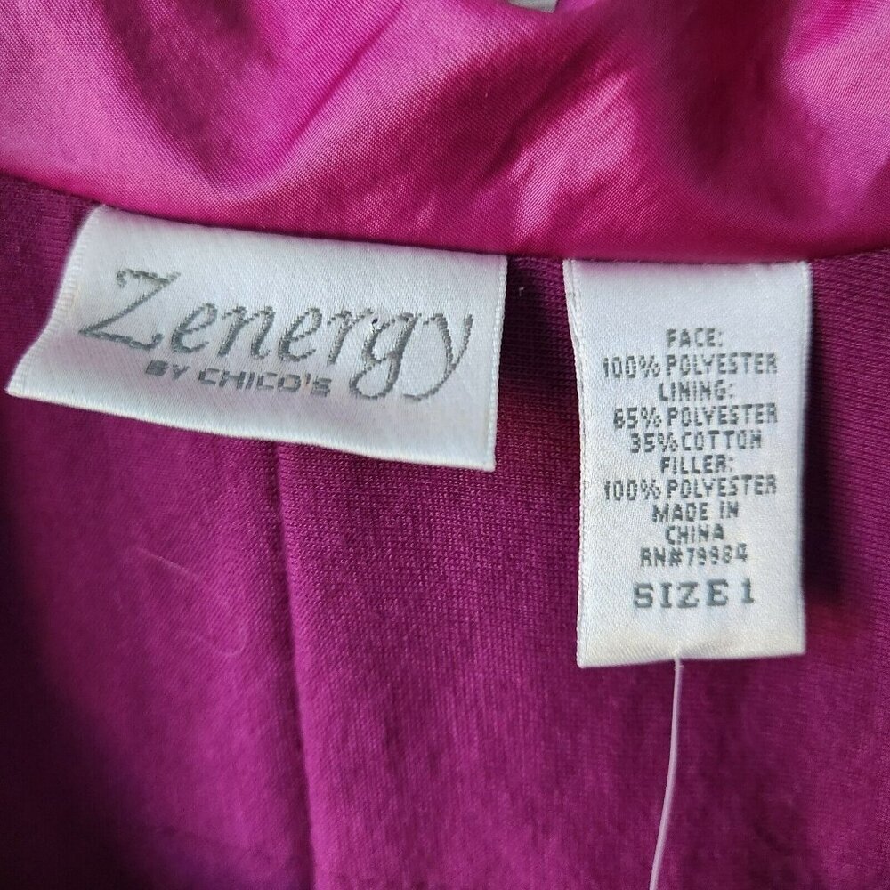 NWT Zenergy By Chicos Womens Pink Shimmer Romana Ruched Zip Puffer Vest Size - Picture 11 of 16